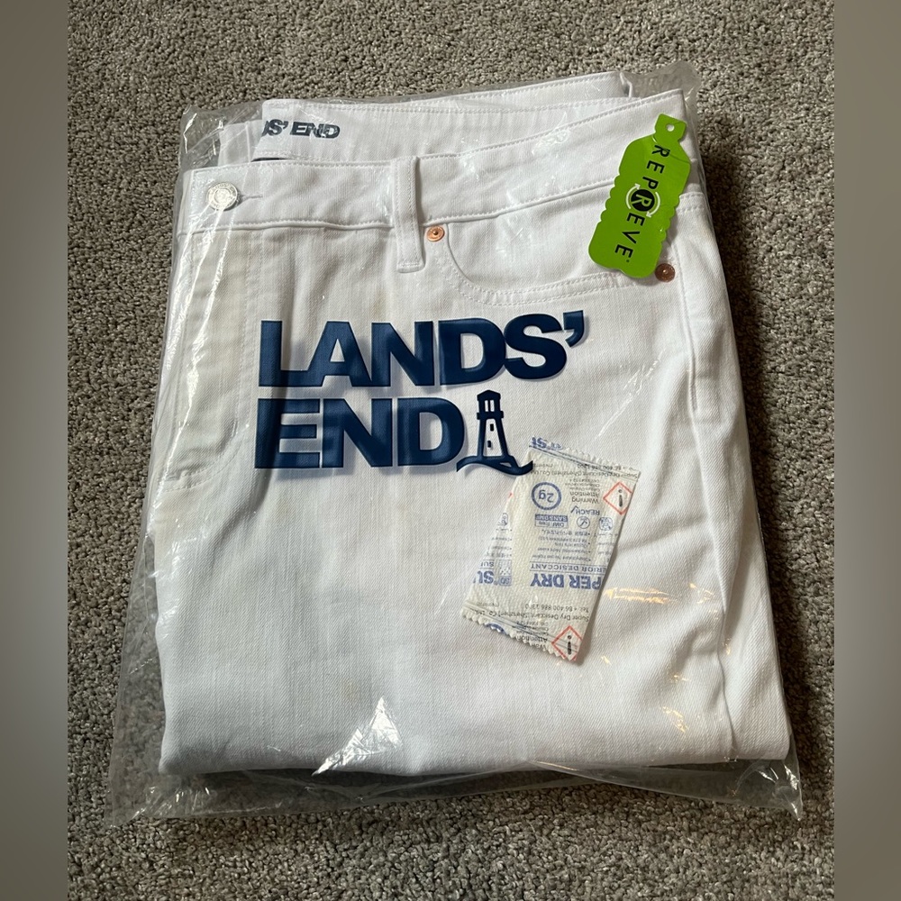 Lands' End White Straight Leg Jeans
